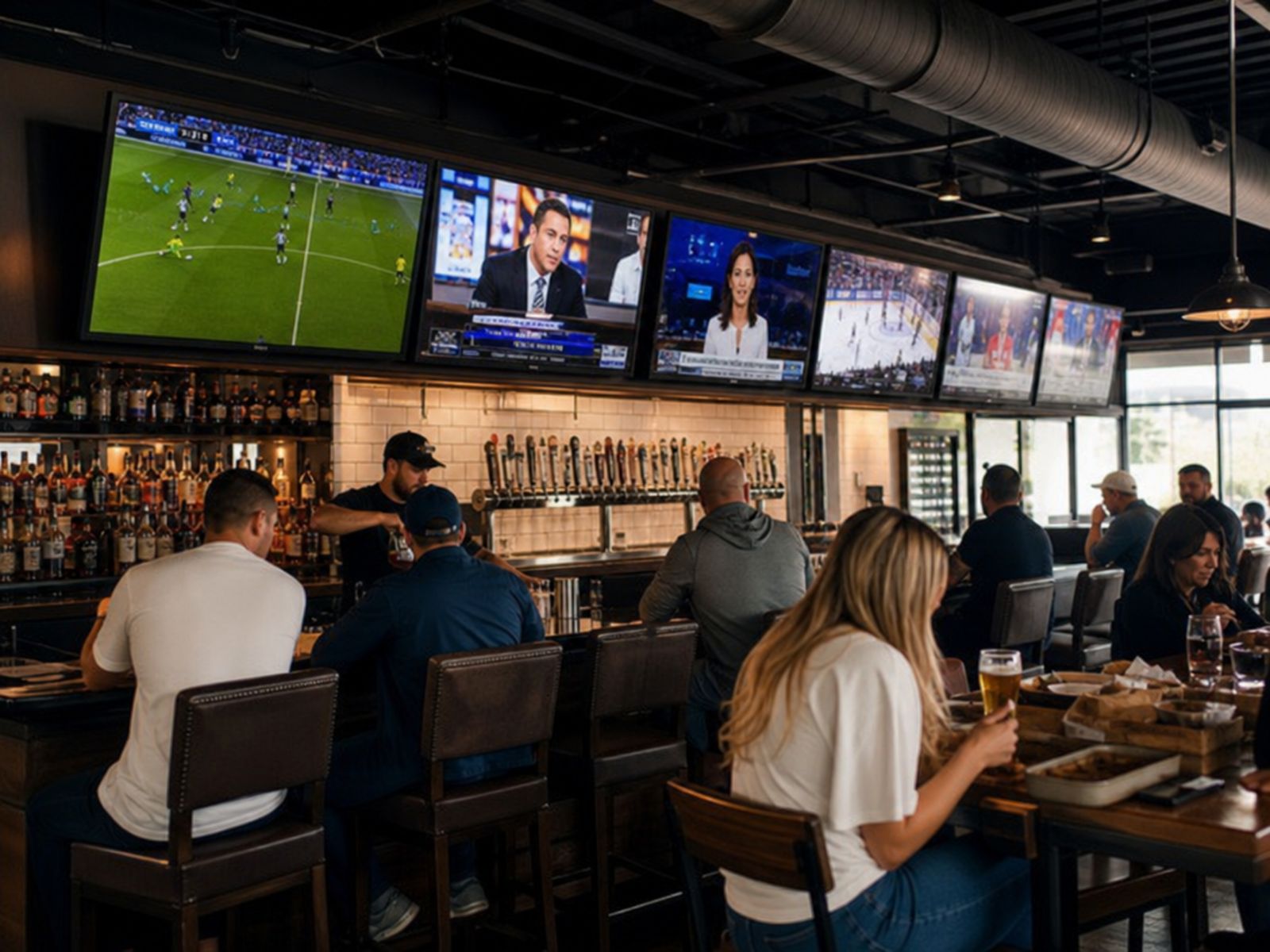 Restaurant bar with multiple TVs
