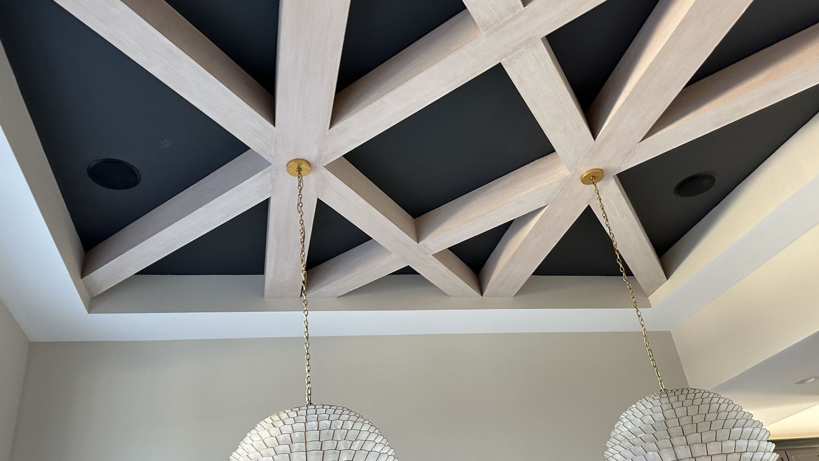 In-ceiling speakers in a coffered ceiling