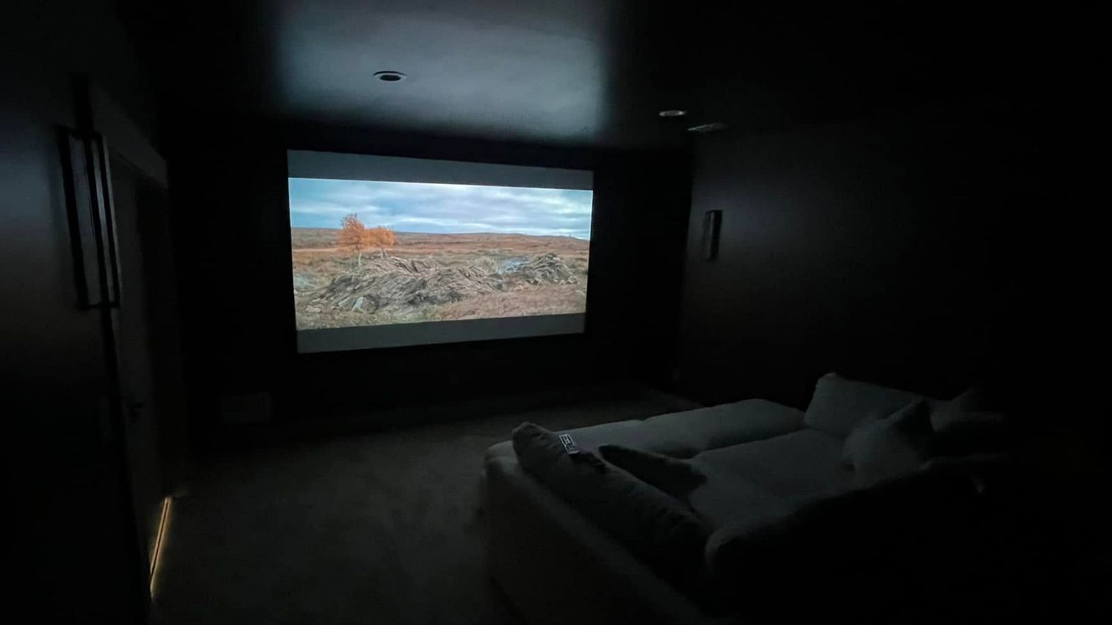 Dedicated home theater with large screen